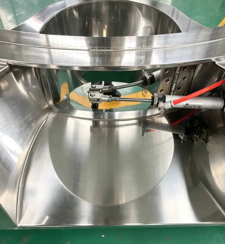 Discharge outlet — automatic nut coating machine component